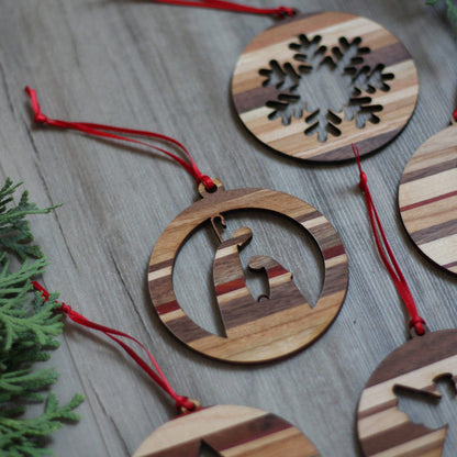 Handmade Wooden Christmas Ornaments | Snowflake, Angel, Christmas Tree, Star, Snowman, Nativity image 3