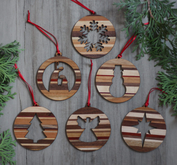 Handmade Wooden Christmas Ornaments | Snowflake, Angel, Christmas Tree, Star, Snowman, Nativity image 4