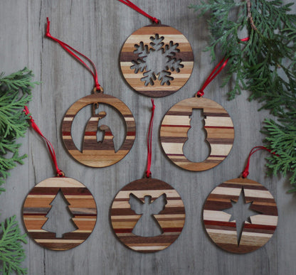 Handmade Wooden Christmas Ornaments | Snowflake, Angel, Christmas Tree, Star, Snowman, Nativity image 4