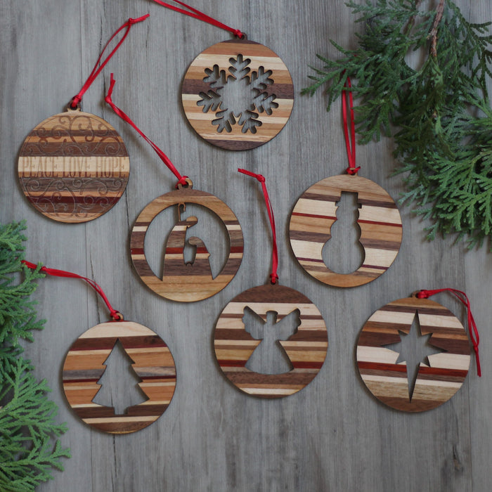 Handmade Wooden Christmas Ornaments | Snowflake, Angel, Christmas Tree, Star, Snowman, Nativity image 5