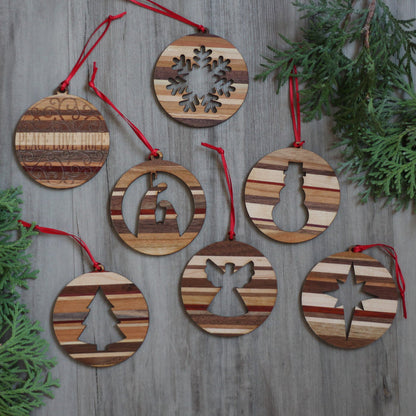 Handmade Wooden Christmas Ornaments | Snowflake, Angel, Christmas Tree, Star, Snowman, Nativity image 5