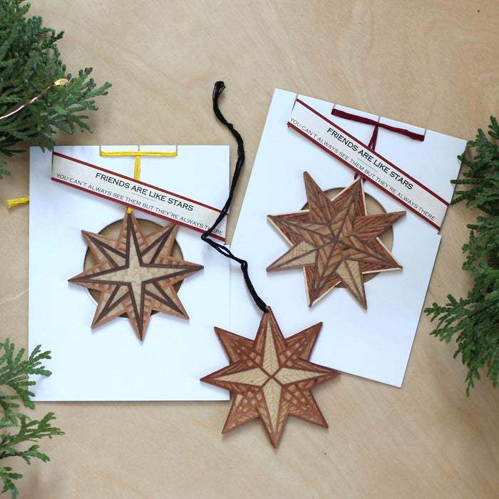 Handmade Wooden Christmas Ornaments | Translucent Friendship Stars image 0