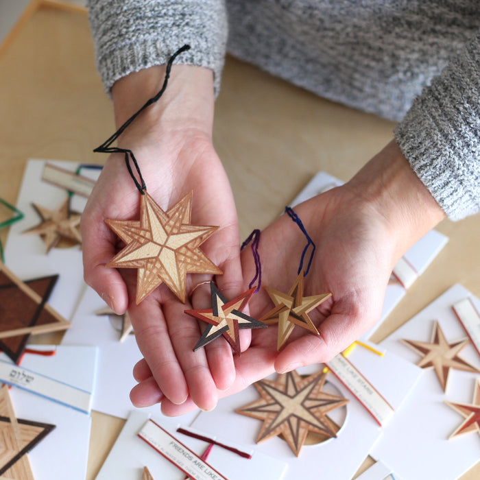 Handmade Wooden Christmas Ornaments | Translucent Friendship Stars image 1