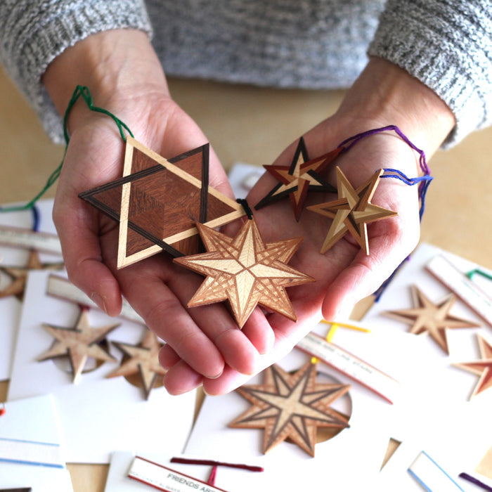 Handmade Wooden Christmas Ornaments | Translucent Friendship Stars image 2