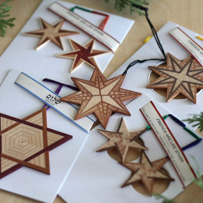 Handmade Wooden Christmas Ornaments | Translucent Friendship Stars image 3