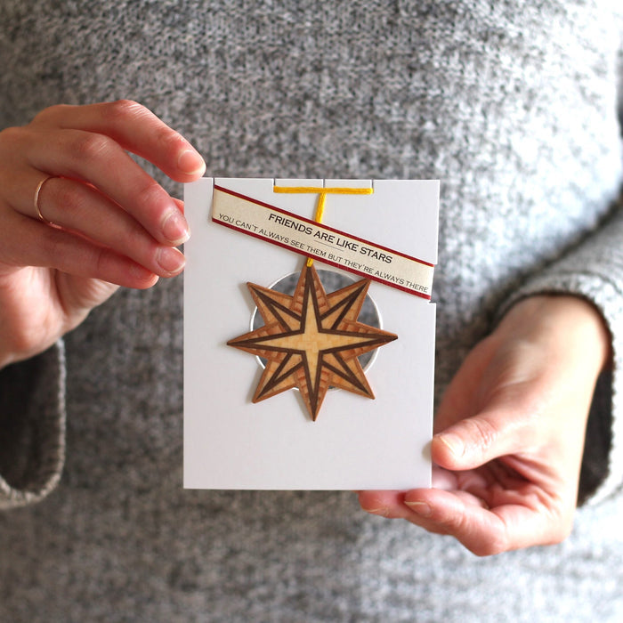 Handmade Wooden Christmas Ornaments | Translucent Friendship Stars image 6