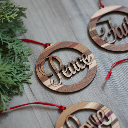 Handmade Wooden Christmas Word Ornaments | Noel, Joy, Hope, Faith, Peace, Love image 1