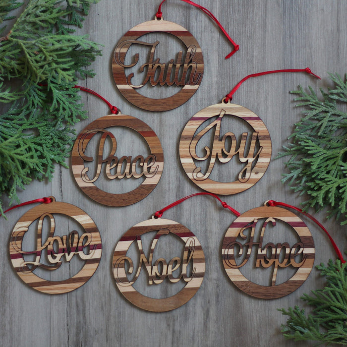 Handmade Wooden Christmas Word Ornaments | Noel, Joy, Hope, Faith, Peace, Love image 2