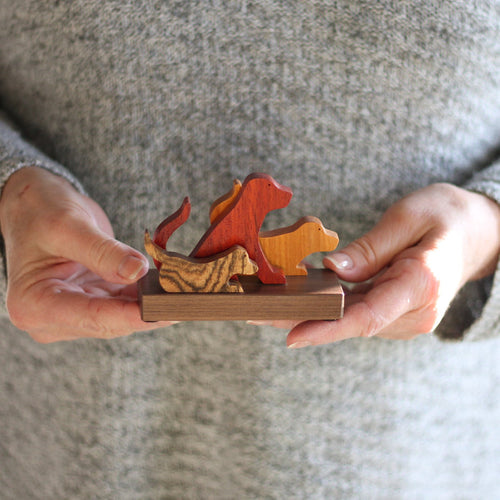 Handmade Wooden Dogs Figurine image 0