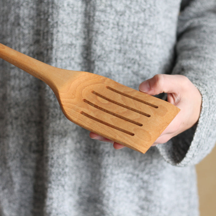 Handmade Wooden Kitchen Utensils | Large Slotted Spatula Turner