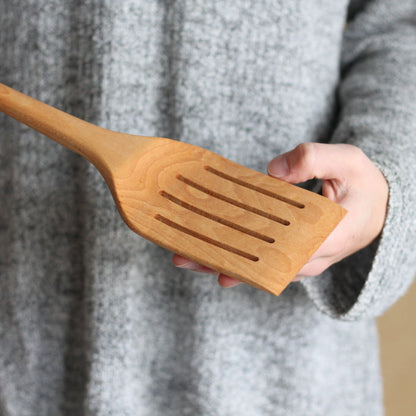Handmade Wooden Kitchen Utensils | Large Slotted Spatula Turner