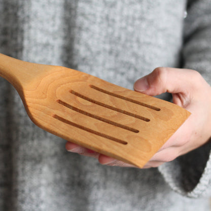 Handmade Wooden Kitchen Utensils | Large Slotted Spatula Turner
