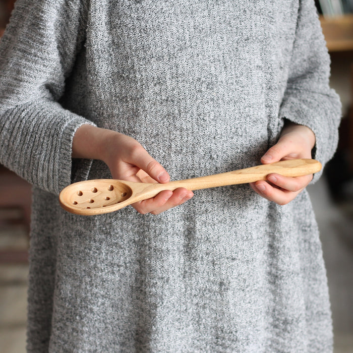 Handmade Wooden Kitchen Utensils | Oval Spoon with Holes image 0