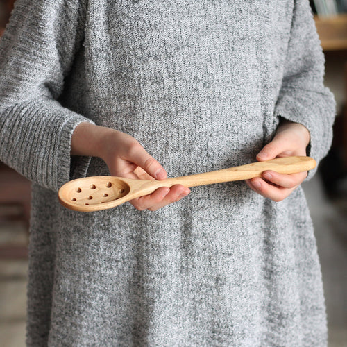 Handmade Wooden Kitchen Utensils | Oval Spoon with Holes image 0