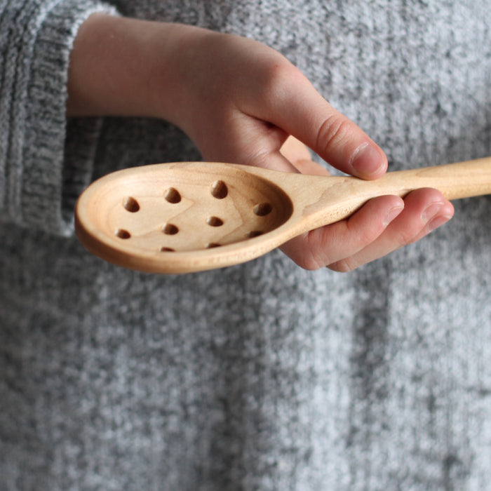 Handmade Wooden Kitchen Utensils | Oval Spoon with Holes image 1