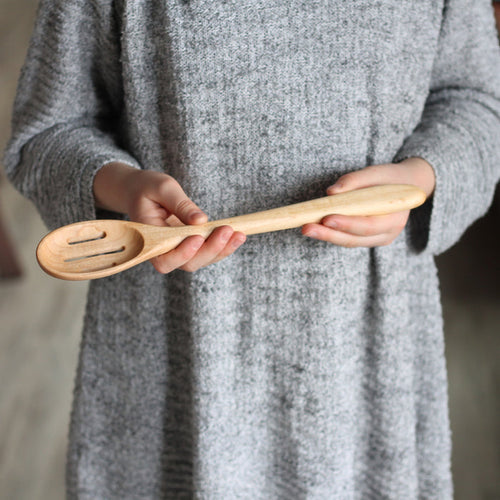 Handmade Wooden Kitchen Utensils | Oval Spoon with Slots image 0