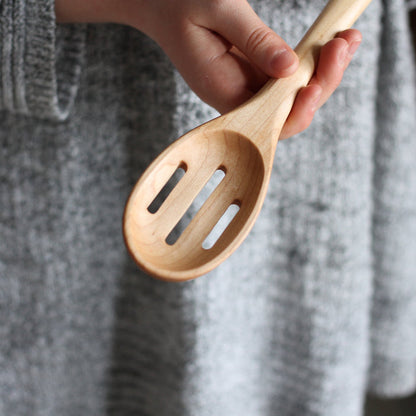 Handmade Wooden Kitchen Utensils | Oval Spoon with Slots image 2