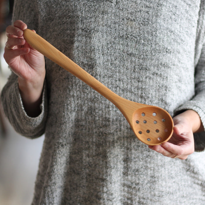 Handmade Wooden Kitchen Utensils | Round Spoon with Holes or Slots image 1