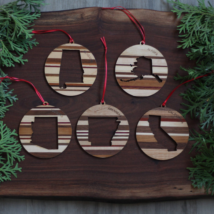 Handmade Wooden State Outline Ornaments | All 50 States image 0