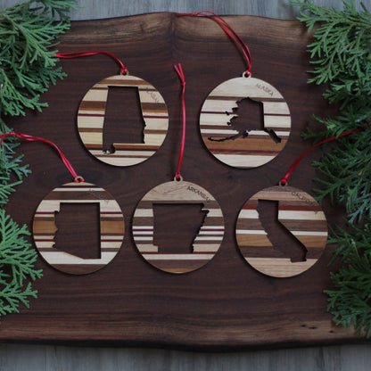 Handmade Wooden State Outline Ornaments | All 50 States image 0