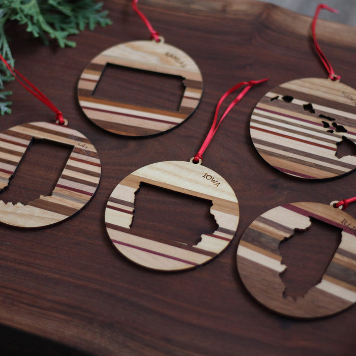 Handmade Wooden State Outline Ornaments | All 50 States image 1