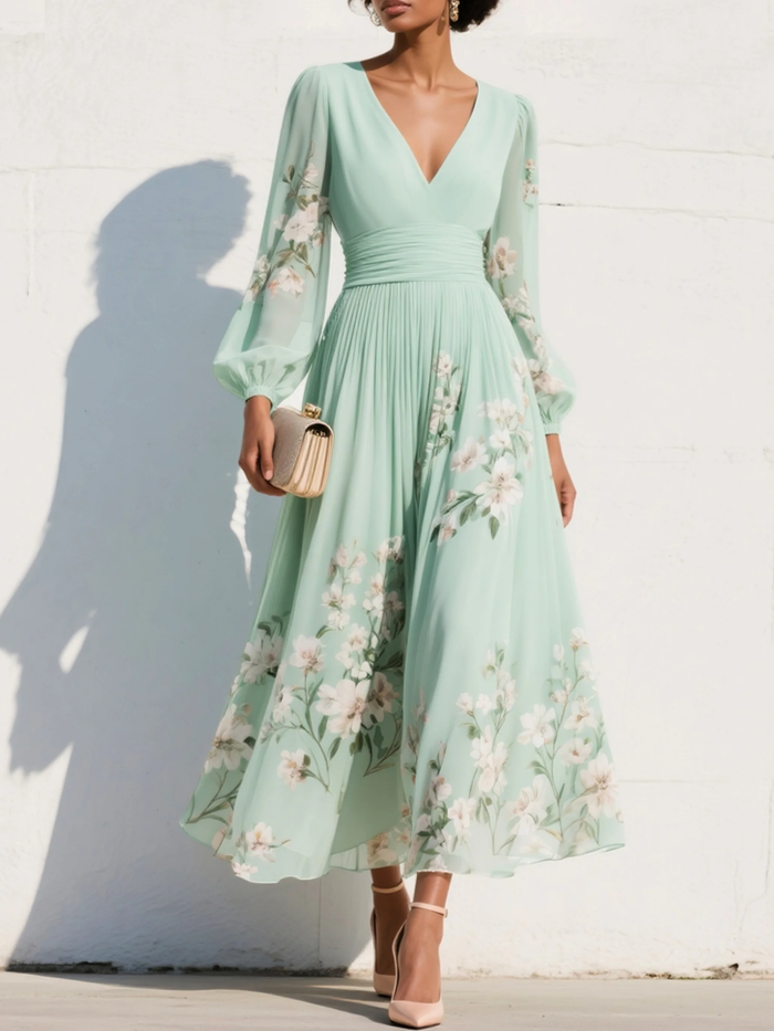 Hélène · Midi Dress with Floral Embroidery