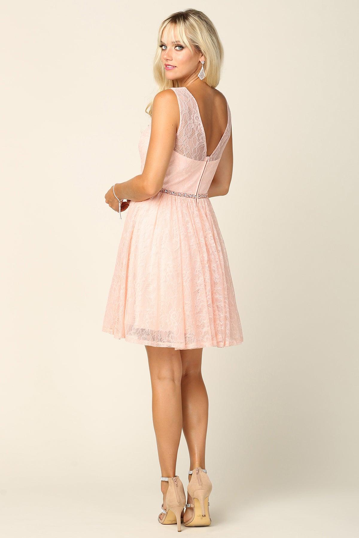 Homecoming Short Sleeveless Lace Cocktail Dress