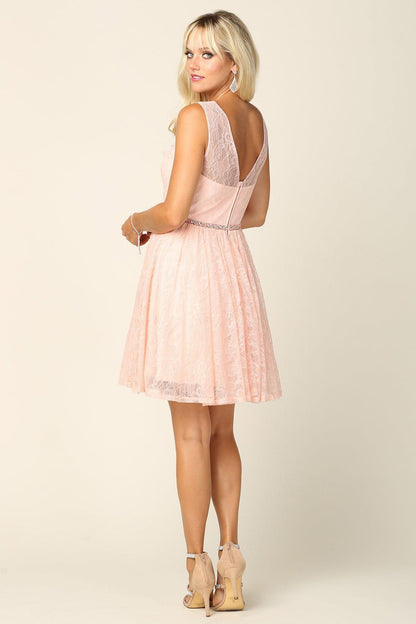 Homecoming Short Sleeveless Lace Cocktail Dress