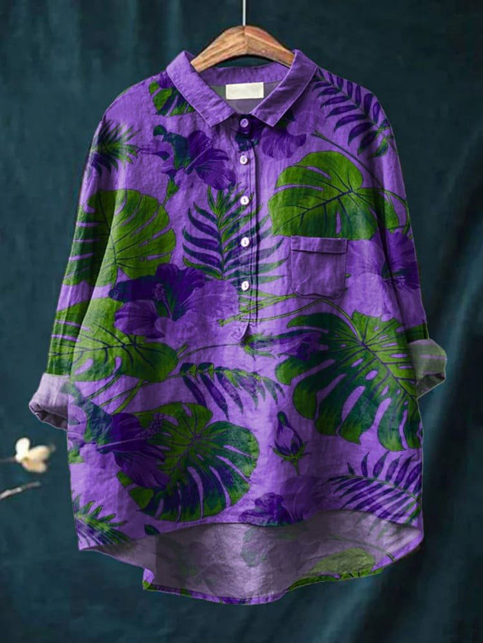 Isaline | Casual Shirt with Tropical Leaf Print for Women