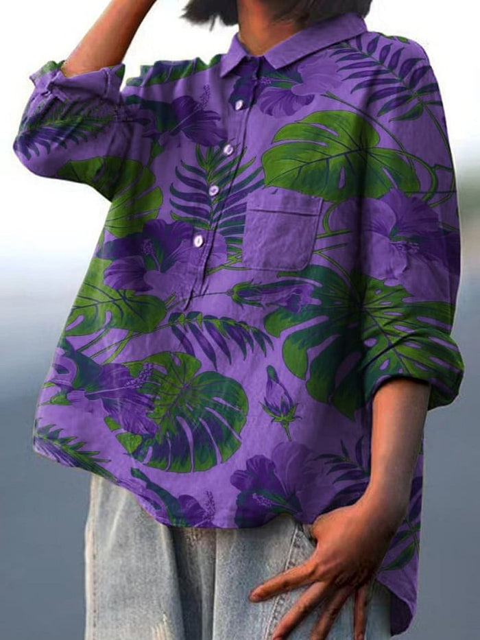Isaline | Casual Shirt with Tropical Leaf Print for Women