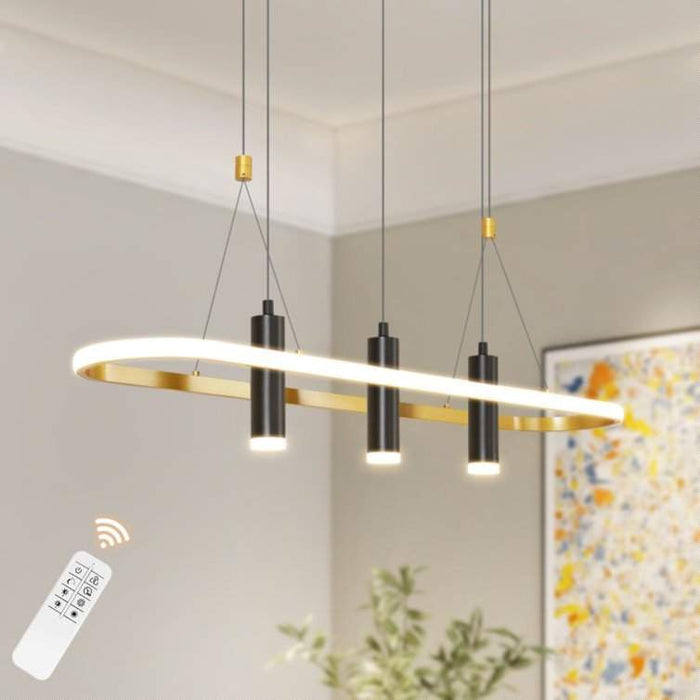 Javeriah 4-light black gold dimmable LED pendant light fixture for kitchen island