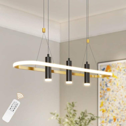 Javeriah 4-light black gold dimmable LED pendant light fixture for kitchen island