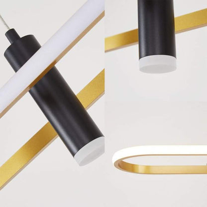 Javeriah 4 Light Black Gold dimmable LED pendant light with geometric design and integrated LEDs