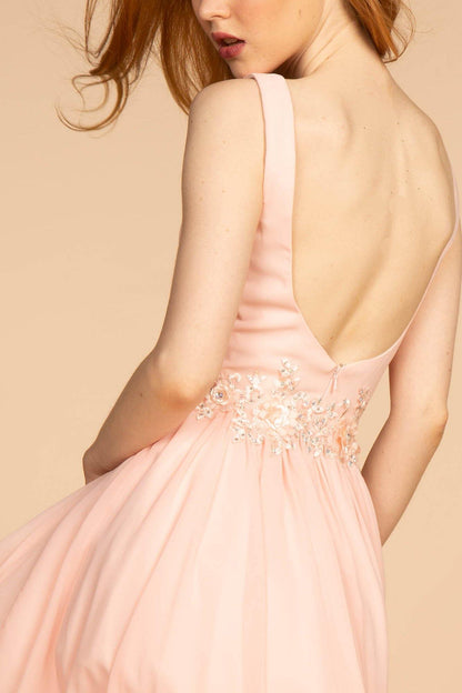 Jewel Embellished Chiffon Short Dress