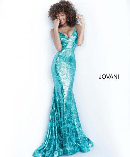 Jovani 1848 Long Spaghetti Strap Formal Prom Dress