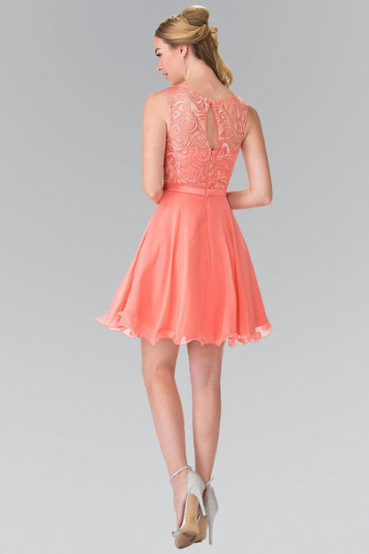 Lace Bodice A Line Short Graduation Dress