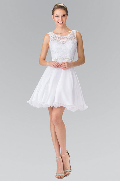Lace Bodice A Line Short Graduation Dress