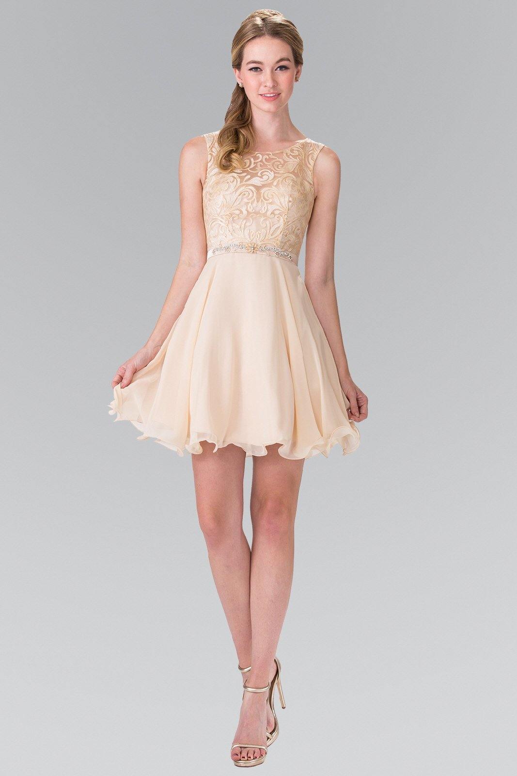 Lace Bodice A Line Short Graduation Dress