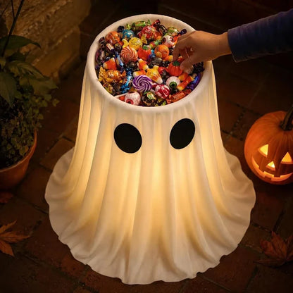 Large-Capacity Lighted Halloween Ghost Candy Bowl