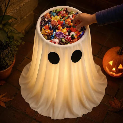 Large-Capacity Lighted Halloween Ghost Candy Bowl
