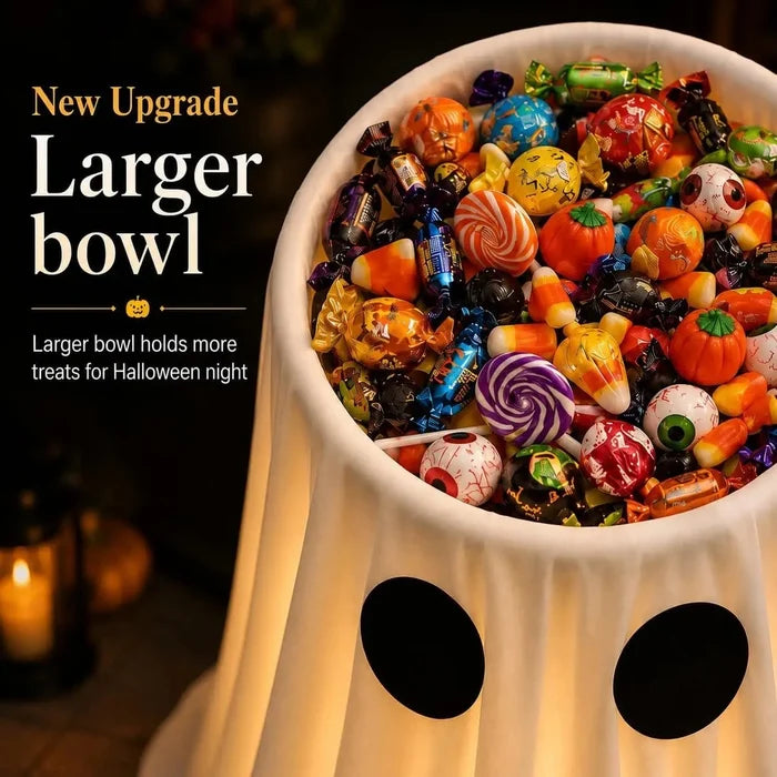 Large-Capacity Lighted Halloween Ghost Candy Bowl