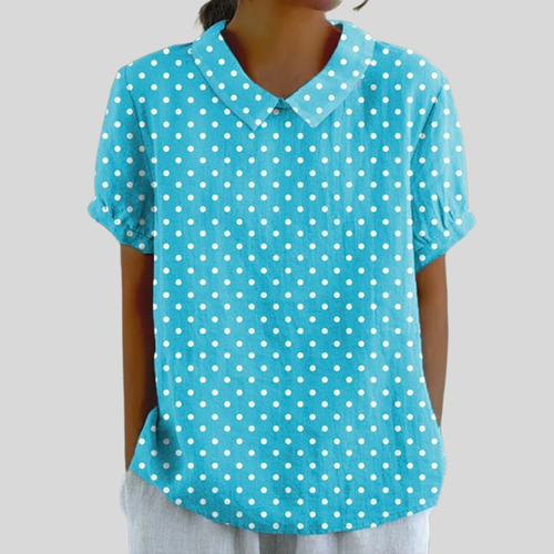 Lucette | Turquoise Polka Dot Blouse