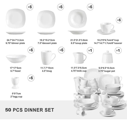 MALACASA Series Elisa 50-Piece Tableware Dinner Set