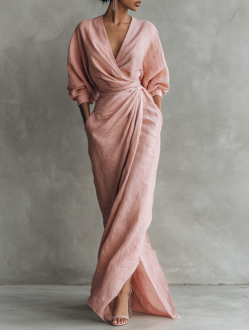 Minimalist V-Neck Maxi Dress