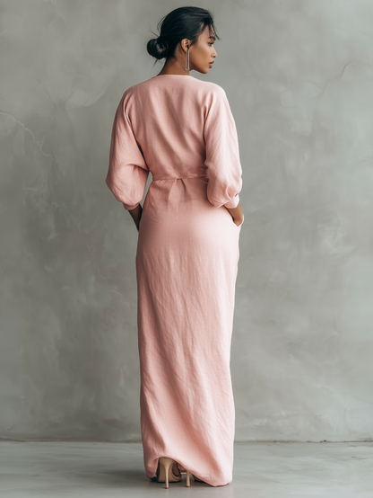 Minimalist V-Neck Maxi Dress