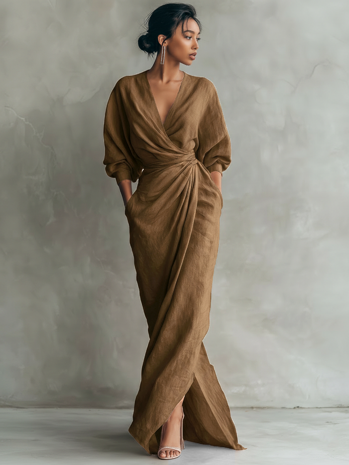 Minimalist V-Neck Maxi Dress
