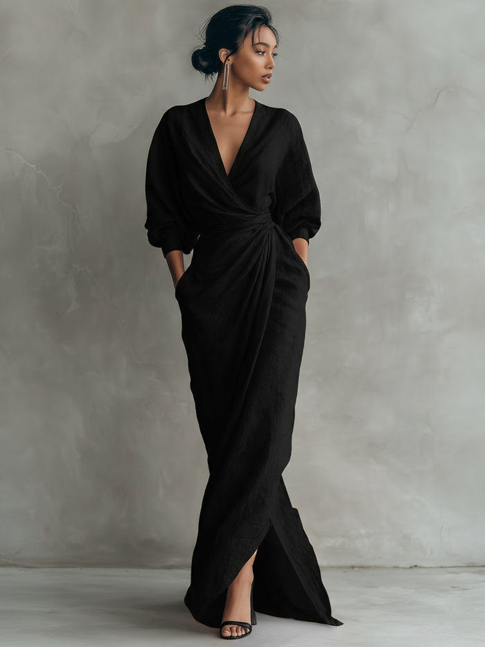 Minimalist V-Neck Maxi Dress