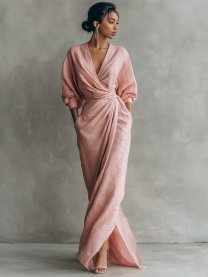 Minimalist V-Neck Maxi Dress