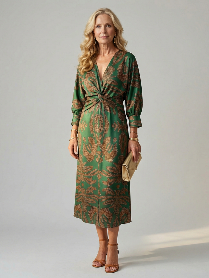 Moon | Natural Wrap Midi Dress