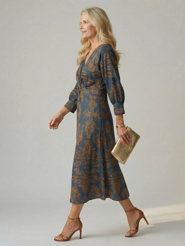 Moon | Natural Wrap Midi Dress